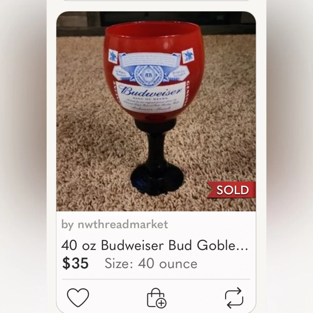 🌞 Budweiser vintage King of Beers Stem Drinking Glass Goblet 6” Tall Bow Tie